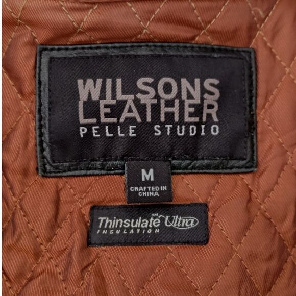 Y2K Wilsons Womens Leather Jacket S Black Fitted Thinsulate Quilt Lined Zip Up - Picture 10 of 16